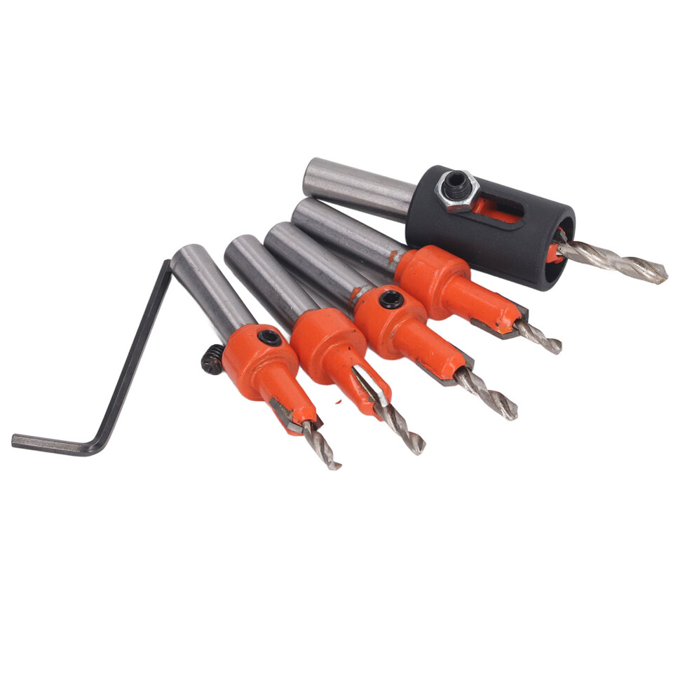 Premium 5Pcs Wood Countersink Bits Set With Limiter & Hex Wrench For Carpentry 6931375102331