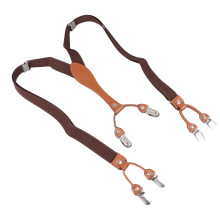Suspender da uomo in tessuto scuro, doppio strato, elastico, resistente, regolabile
