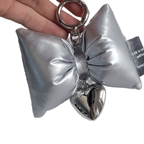 Handy-Anhänger mit Schleife, Herz-Anhänger,-Silber