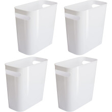 Coș de gunoi mic, din plastic durabil, ușor de curățat, cu mânere, coș de gunoi subțire, culoare albă elegantă pentru utilizare versatilă,