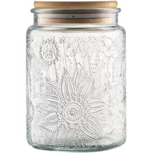 Vintage glasburkar med bambulock, utsökt design, lufttät förvaringsburk för flerbruksbehållare på köksbänken, förtjockad glasburk, 23,7 oz