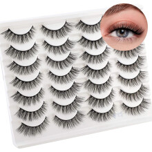 Natürliche, weiche Kunstwimpern aus Nerzhaar, dreifach-doppelte Wimpern mit 3D-Design, weiches, dünnes Wimpernband für angenehmen Tragekomfort,