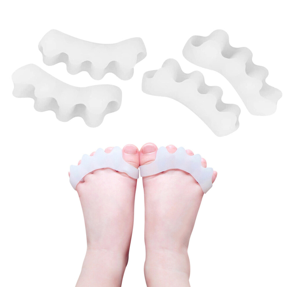 Natural Toe Alignment Aids, Gel Toe Straightener for Overlapping Toes, Correct Bunions Naturally with Medical Grade Silicone Toe Spacers (4PCS, White)