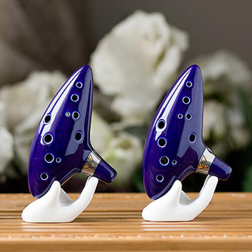 Μουσικό όργανο Ocarina, σκούρο μπλε λούστρο, μοντέρνος σχεδιασμός, ποιοτικά κεραμικά 2