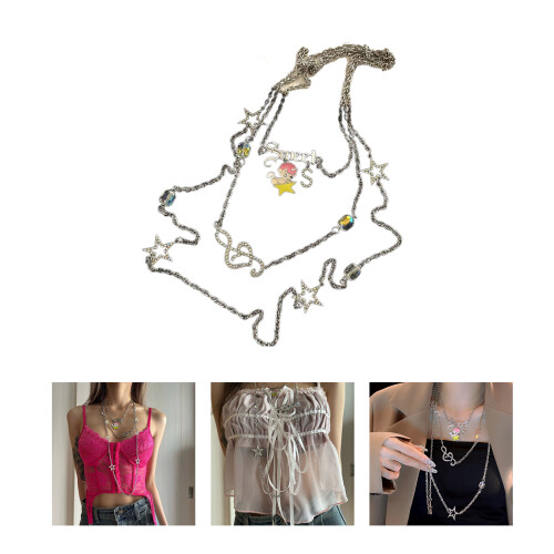 Collier étoile multicouche avec notes de musique, glands de 1