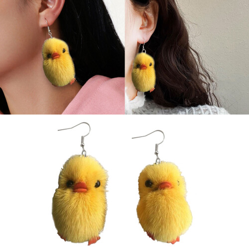 Boucles d'oreilles pendantes en forme de canard jaune, jolies 1