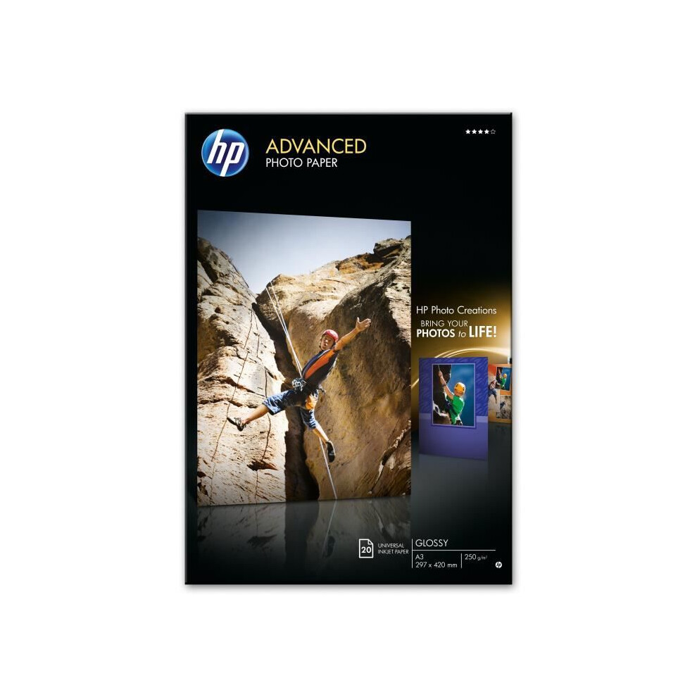 Hp Advanced Glossy Photo Paper A3 250Gsm (Pack Of 20) Q8697a