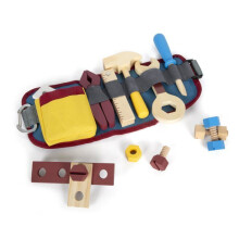 Cintura degli attrezzi - SMALL FOOT - 12602 - Legno multicolore - Regolabile con moschettone - Gioco di attrezzi per bambini