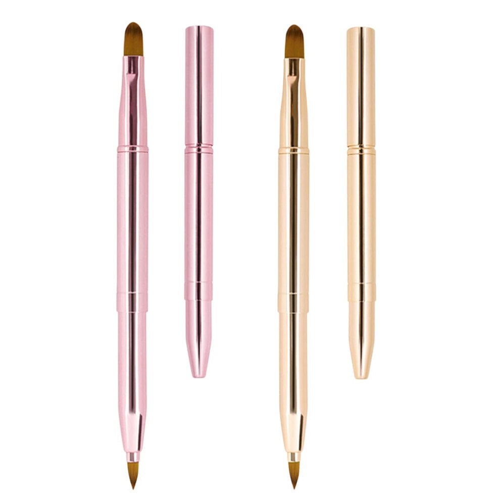 Professional Grade Lip Brush, Retractable Lip Brush With Non-Shedding Nylon Hairs For Smooth Applications Dual-Ended Makeup Brush