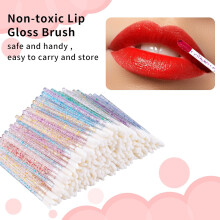 Hygienische Einweg-Lippenpinsel, Lipgloss-Applikator mit Kristallgriff und weichen, beflockten Borsten, verhindert Kreuzkontamination, leicht zu