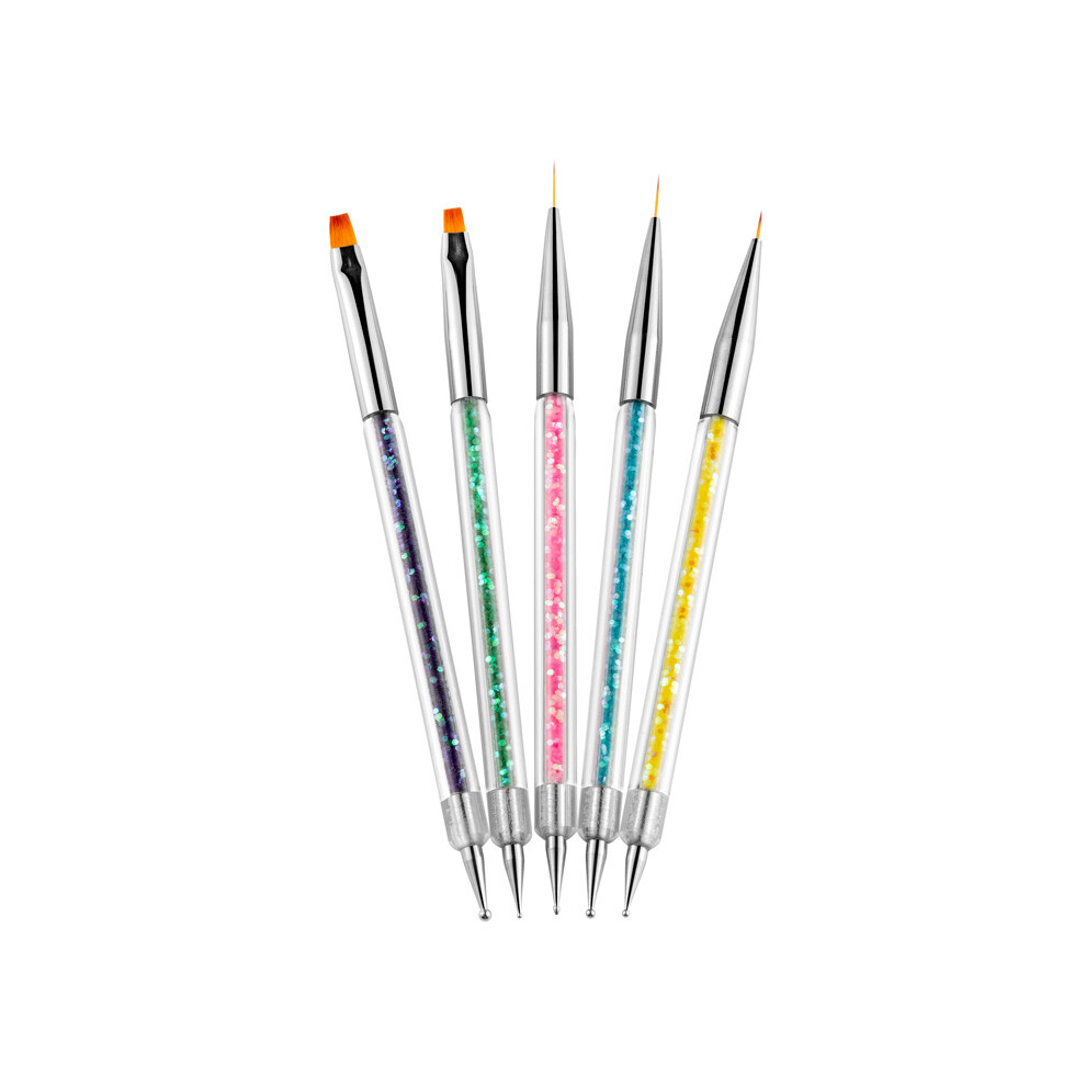 Artistic Expression At Your Fingertips: 5PCS Double Ended Brush & Dotting Tool Kit, Crafted With Quality Acrylic And Soft Nylon For Easy Creation Of