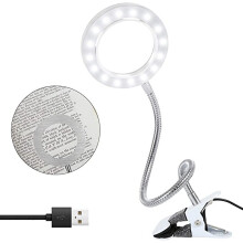 Presisjonsskrivebordslampe, 3x forstørrelse Krystallklar visning Justerbar lysstyrke 3 lysmoduser Fleksibel svanehalsdesign Sklisikker klips for