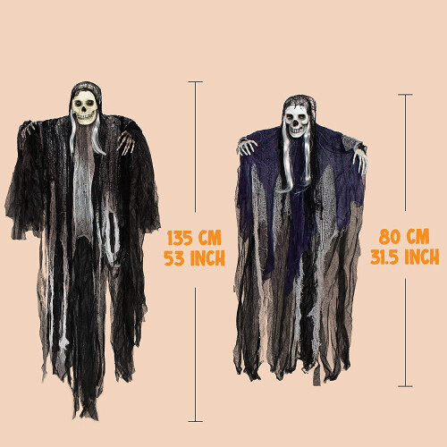 Σκελετός Grim Reapers σε φυσικό μέγεθος, διακοσμήσεις για το Halloween με ρυθμιζόμενα 1
