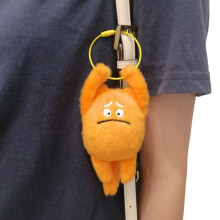 Porte-clés chat en peluche mignon, ornement de sac à dos,-Orange