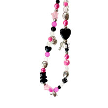 Ravissant collier ras du cou en perles de Dopamine,-rose rouge