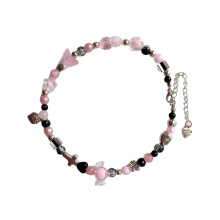 Collier de perles en matériau acrylique, bijoux de cou à la-4