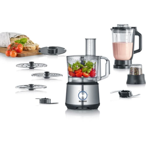 Foodprocessor 1200 W mixer, skål, riveplader,