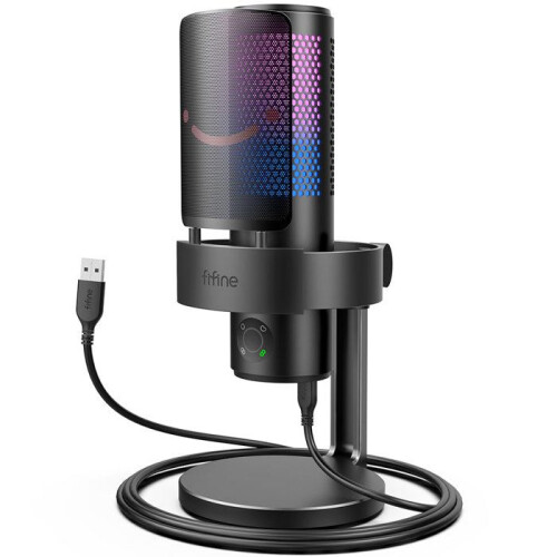 FIFINE Microfono USB - FIFINE - A9 - RGB - 4 direttività - Alta fedeltà