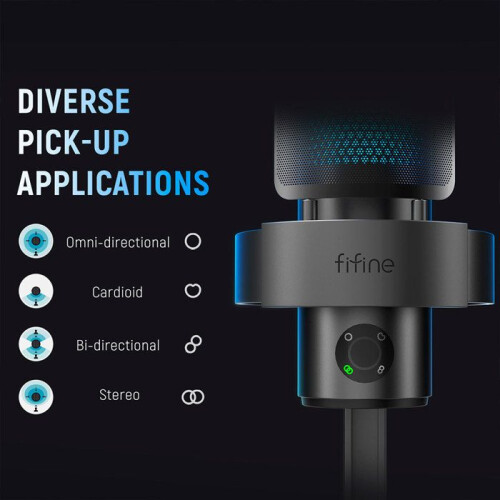 FIFINE Microfono USB - FIFINE - A9 - RGB - 4 direttività - Alta fedeltà 1
