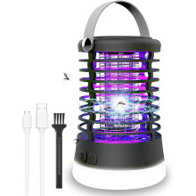 Indoor Insect Killer with UV Light and Easy Clean Tray, Bug Zapper Featuring Silent Zapping Noise and Rechargeable Battery, Multifunctional Mosquito