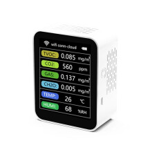 Tuya  WiFi CO2 Detektor Sensor LuftqualitäTsmonitor TVOC CO2 Gas CH2O Temperatur Feuchtigkeitsmesser Detektor,Weiß