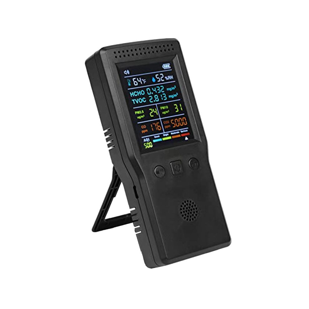 Air Quality Monitor 9 In 1,Formaldehyde Detector Indoor, Temperature & Humidity Co2 Meter, ,Detect Pm2.5monitor Black 6032091419007