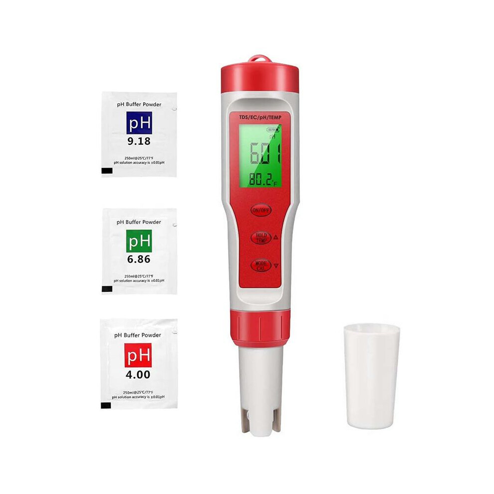 4-In-1 Digital Ph Meter With Ph/Tds/Ec/Temp Function For Hydroponics,For Nutrients Growing, Indoor Garden,Brewing, Pool, 6031073548308