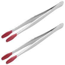2 Pieces of Rubber Tip Tweezers PVC Silicone Precision Tweezers Laboratory Industrial Hobby Tweezers Tool-Red