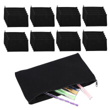 40 Pcs Canvas Pencil Pouch Zipper Makeup Bags Blank  DIY Bags Multipurpose Toiletry Stationary Storage Bags(Black)