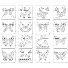 16Pcs Reusable Butterfly Stencils Butterfly Template Art Painting Stencils for Paint Wall DIY Decor (6 x 6 Inches)