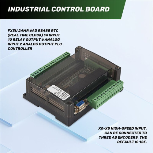 FX3U 24MR 6AD RS485 RTC (Real  Clock) 14 Input 10 Relay Output 6 Analog Input 2 Analog Output Plc Controller 1
