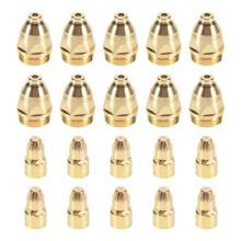 10 Sets/Lot P80 Air Plasma Consumables Golden CNC Cutting Machine Plasma Cutter Nozzle Hafnium Electrode 1.3mm