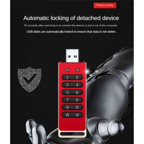 Secure USB Drive, 128GB Encrypted USB Flash Drive Hardware Password Memory Stick with Keypad USB 3.1 Disk Flash 1