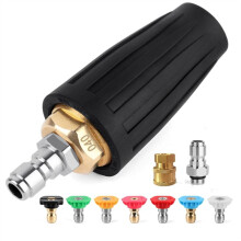 Pressure Washer Turbo Nozzle,Rotating Pressure Washer Nozzles with 1/4In+3/8In Quick Connect,7 Power Washer Nozzle Tips