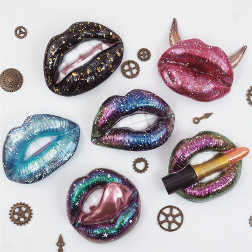 Resin Molds,6PCS 3D Lips Epoxy Silicone Mold for Resin Casting Crafts DIY Keychain Making Pendants Ornaments Decoration 1
