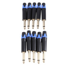 Gold Plating 10Pcs Plug Mono Professional 2 Pole 6.35mm 6.5mm Stereo Jack Plug 6.35mm Jack