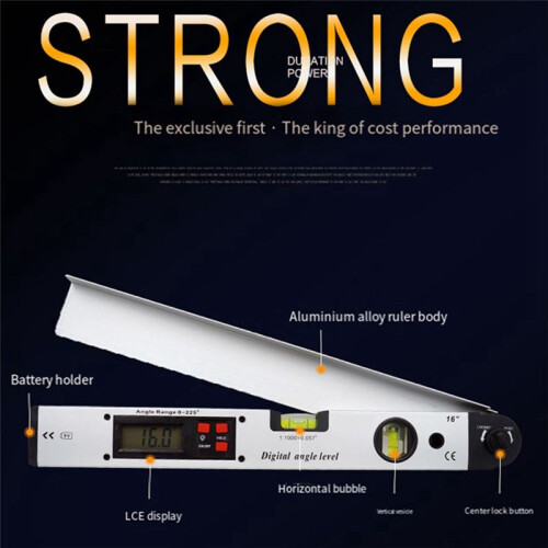 0-225 Digital Protractor Angle Finder Gauge Meter Electronic Goniometer Horizontal Vertical Angle Level Test Ruler 2