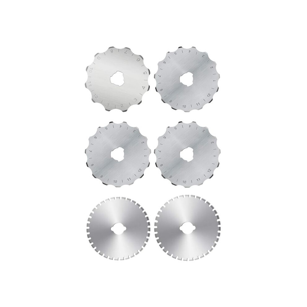 Exogio 45Mm Crochet Rotary Cutter Blades, Skip-Stitch Rotary Blades, Perforating Rotary Replacement Blade, Pack Of 6
