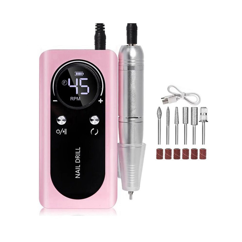 45000RPM Electric Portable Nail Drill Machine Rechargeable Low Noise Nail Sander File for Manicure Salon Tool