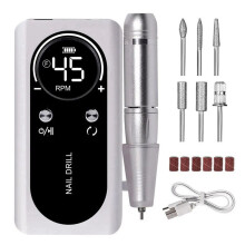 45000RPM Electric Portable Nail Drill Machine Rechargeable Low Noise Nail Sander File for Manicure Salon Tool White