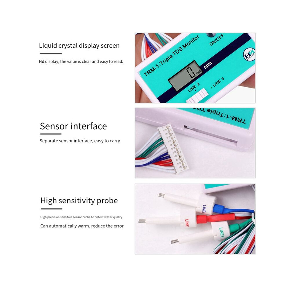 Hm Digital Trm1 Triple Tds Meter Online Tds Water Quality Tester 0-9990Ppm Lcd Display Water Quality Purity Tester Ph Meter 6031635695297