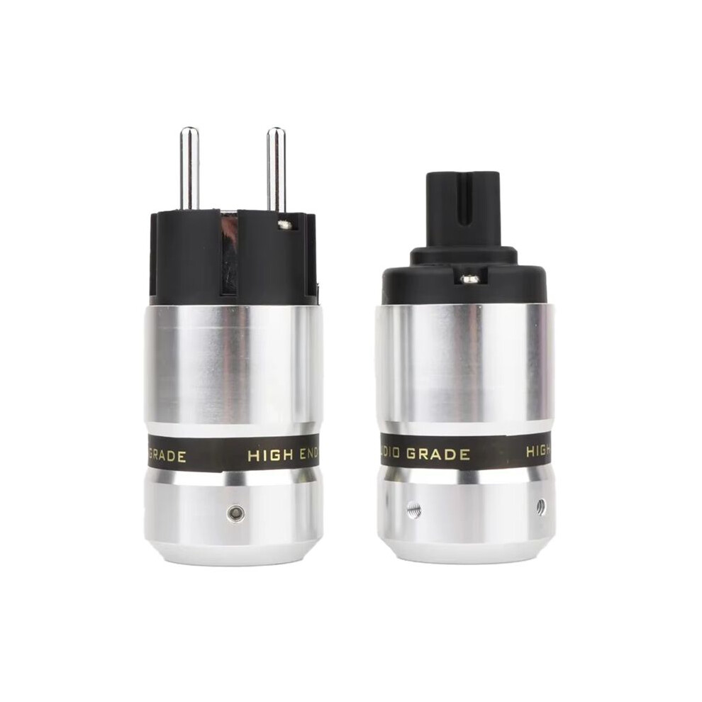 Hifi Figure 8 Iec C7 Plug Audio Rhodium Plated Schuko Male Connector+C7 Iec Female Plug Socket,Eu Plug 6031856363159