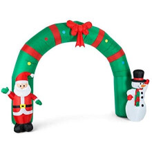 Opblaasbare kerstman en sneeuwpop, feestelijke boog brengt vrolijkheid naar je veranda met zelfopblazend ontwerp, 2,4 meter hoge buitendecoratie met