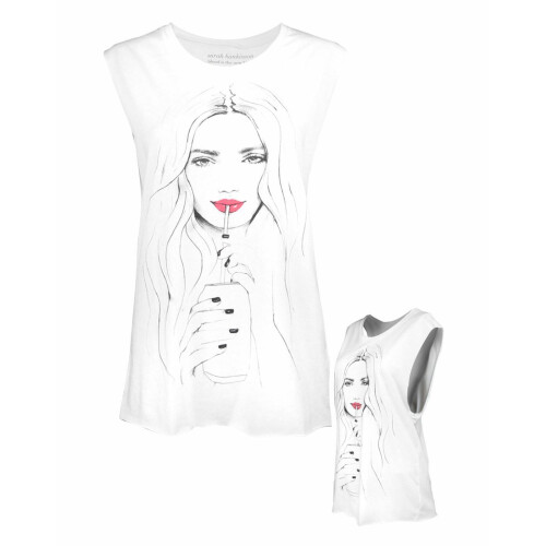 (Medium) Blood is the New Black Vest (Womens White)