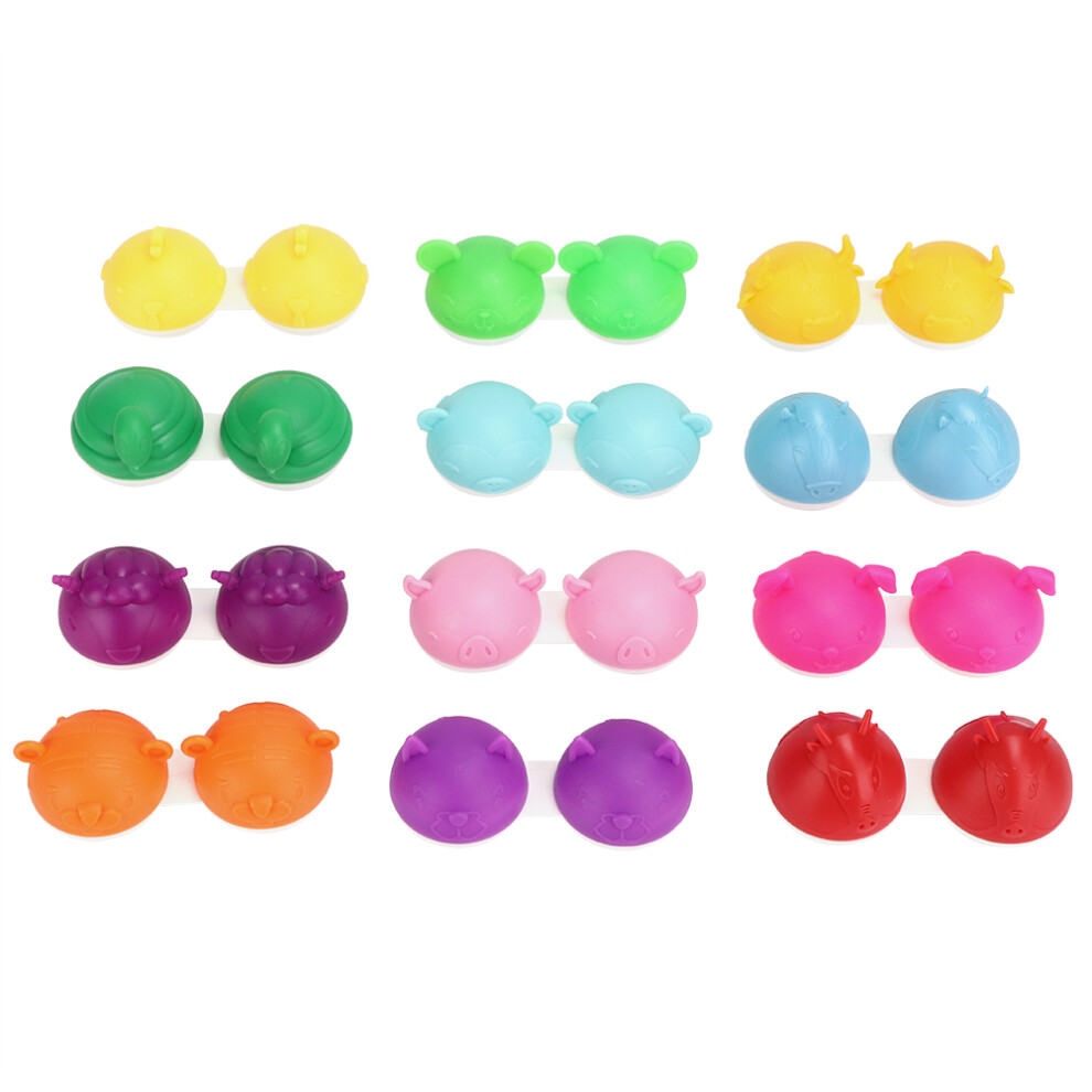 Adorable Animal Lens Storage Case Car Mirror Snowproof Cover 12 Piece Colorful Contact Case Kit Travel Friendly And Leak Proof Design