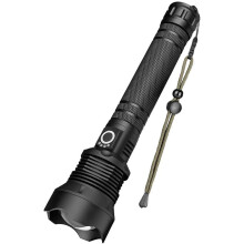 USB-opladningslommelygte, vandafvisende og alsidig, Xhp70Led som lyskilde, til vandreture og camping, 3 tilstande: Høj, lav, blinkende, skridsikkert