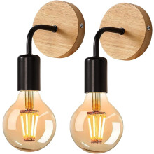Applique murale décorative de style industriel, douille E27 avec éclairage LED intégré, lot de 2 pour salle à manger