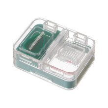Durable Pill Cutter With Grinding Area And Self Contained Brush Ergonomic U Shaped Holder Secure Latch Design Transparent Organizer Container Easy To