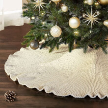 Jupe de sapin de Noël au design créatif, dimensions précises pour les sapins de 2 à 2,5 m de haut, offre un équilibre visuel idéal (lavable en
