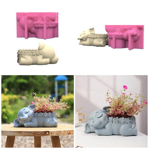 Pots de fleurs en gypse d'éléphant, moule en résine de Silicone, 1